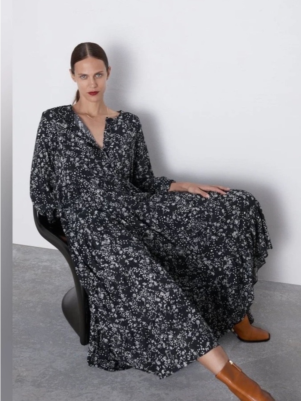 Zara Black Floral Dress